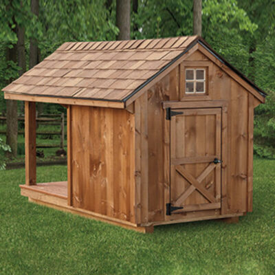 Black Bear Dog House With Porch Rear View