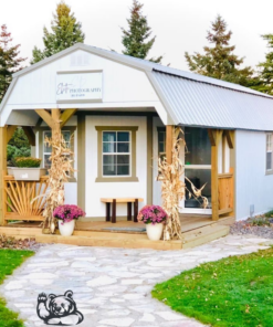 12x28 Lofted Deluxe Barn White with Ash Gray Metal Roof