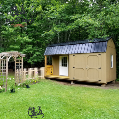 10x20 Lofted Side Porch with Buckskin siding and Black Metal Roof